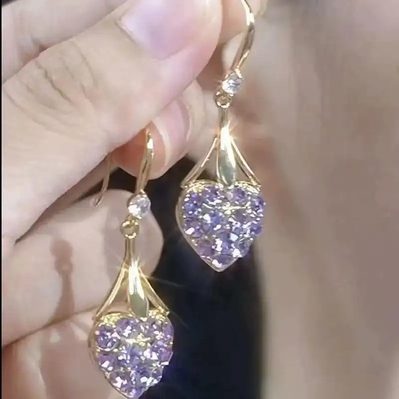 Korean Crystal Color Beads Double-Sided Earrings