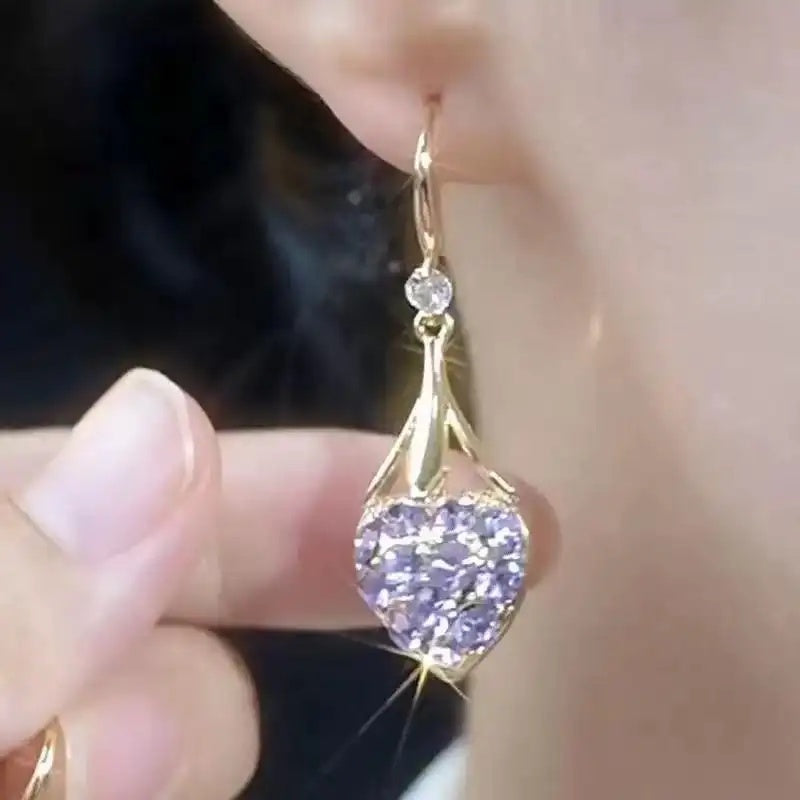 Korean Crystal Color Beads Double-Sided Earrings