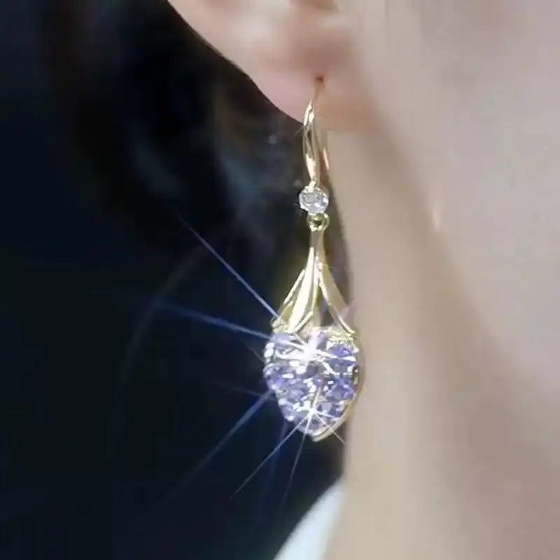 Korean Crystal Color Beads Double-Sided Earrings