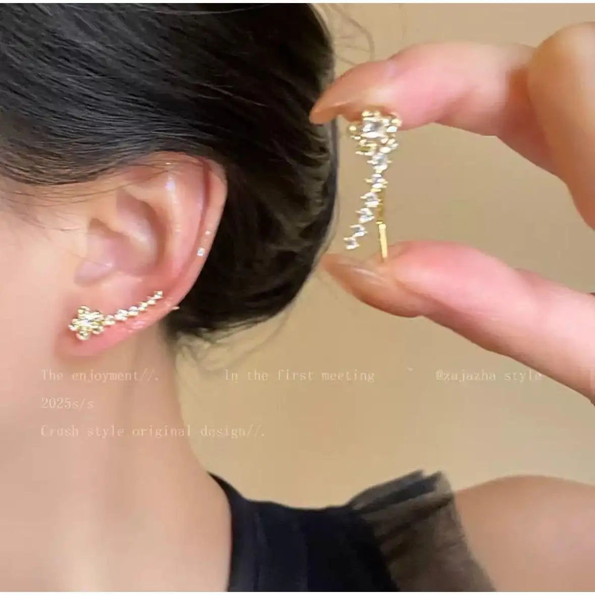 Korean Crystal Flower Stud Earrings