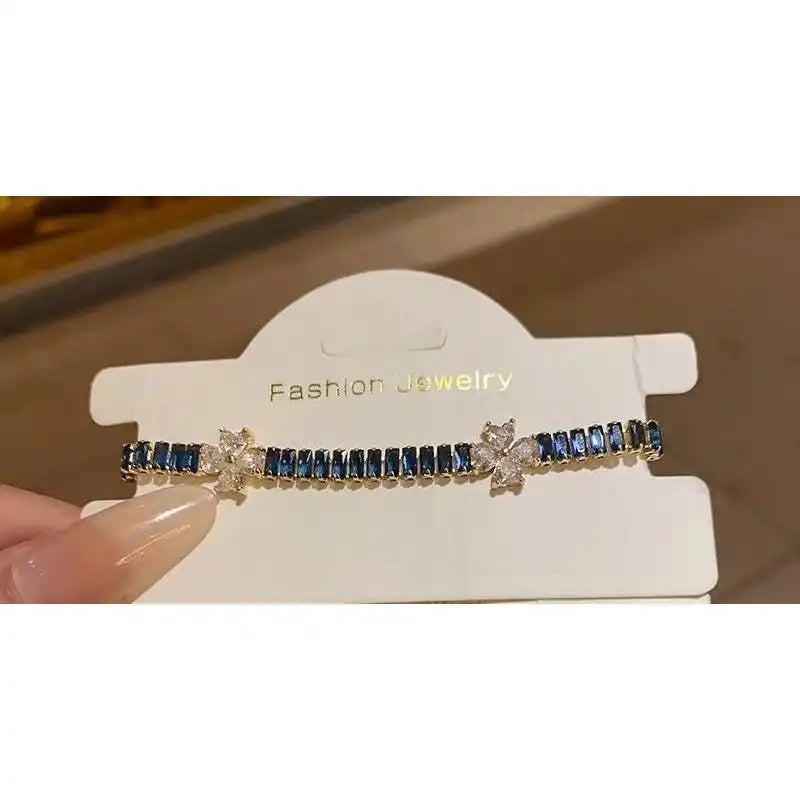 Korean Crystal Geometric Heart Flower Bracelet