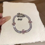 Korean Crystal Geometric Heart Flower Bracelet