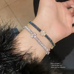 Korean Crystal Geometric Heart Flower Bracelet