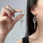 Korean Crystal Heart Tassel Superb Drop Earrings