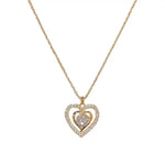 Korean Crystal Hollow Heart Collar Pendant Necklace
