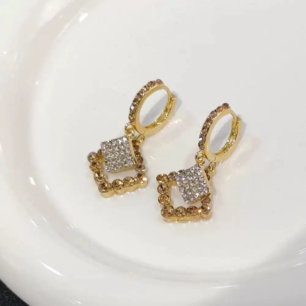 Korean Crystal Square Hoop Earrings