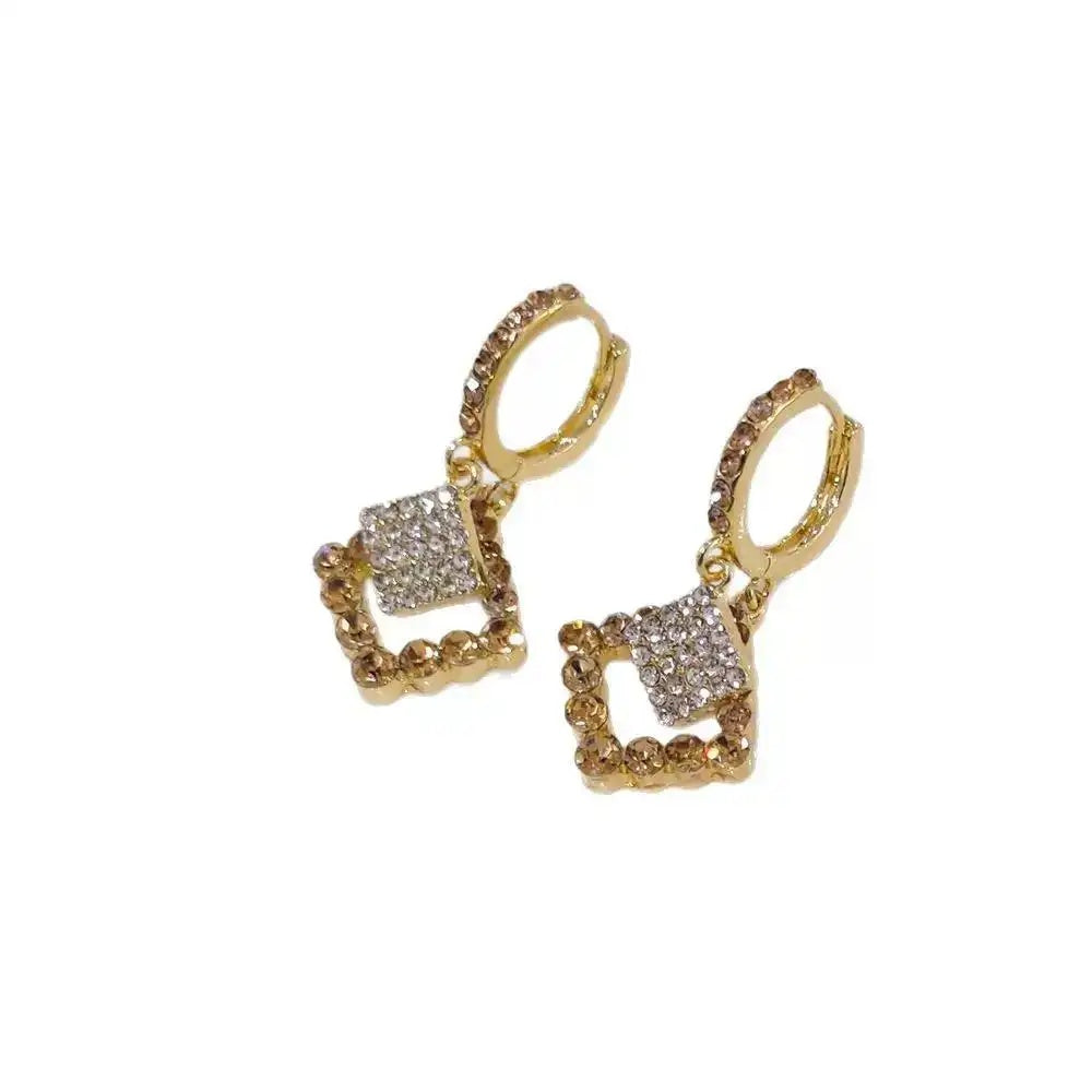 Korean Crystal Square Hoop Earrings