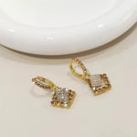 Korean Crystal Square Hoop Earrings
