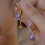Korean Diamond Ball Tassel Drop Earrings