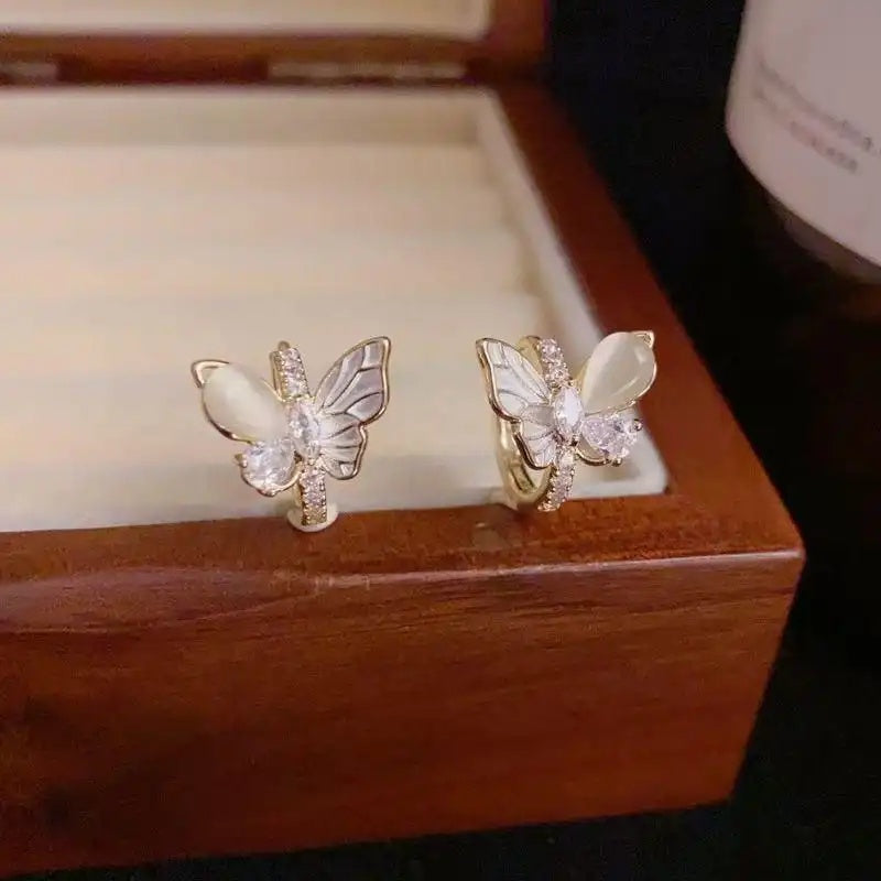 Korean- Diamond-Butterfly Small Ear Cuffs