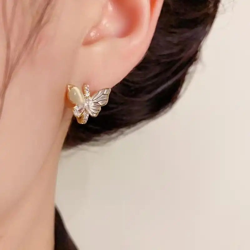 Korean- Diamond-Butterfly Small Ear Cuffs