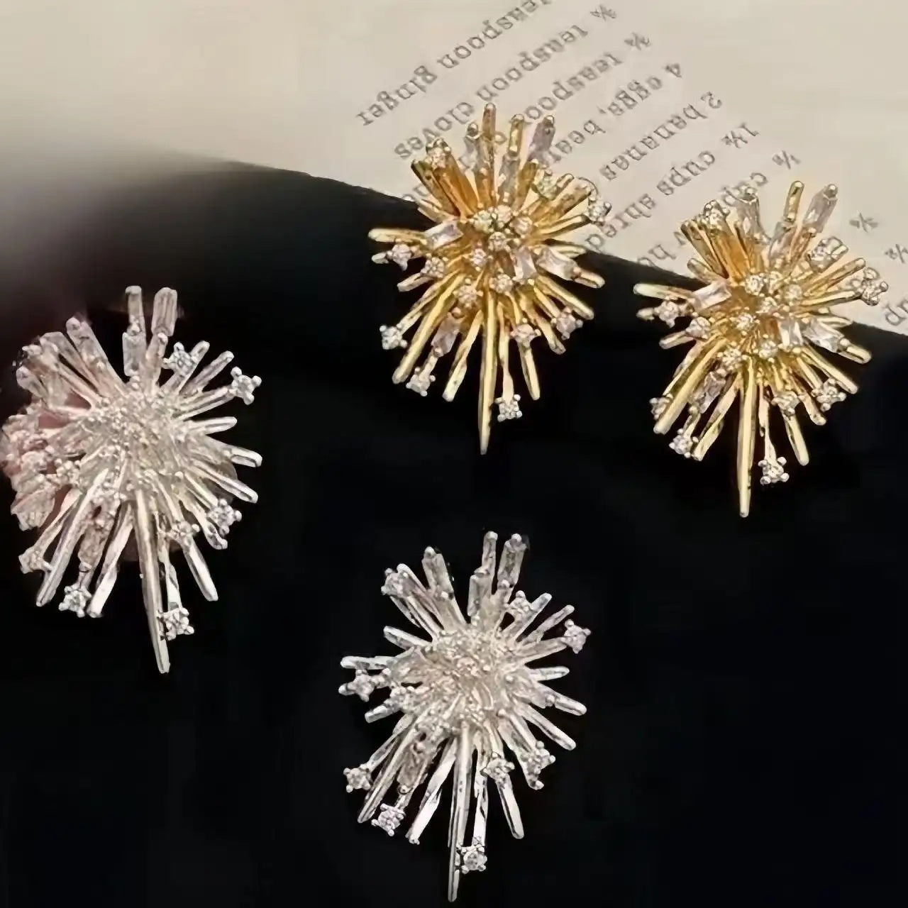 Korean Dongdaemun Crystal Firework Earrings