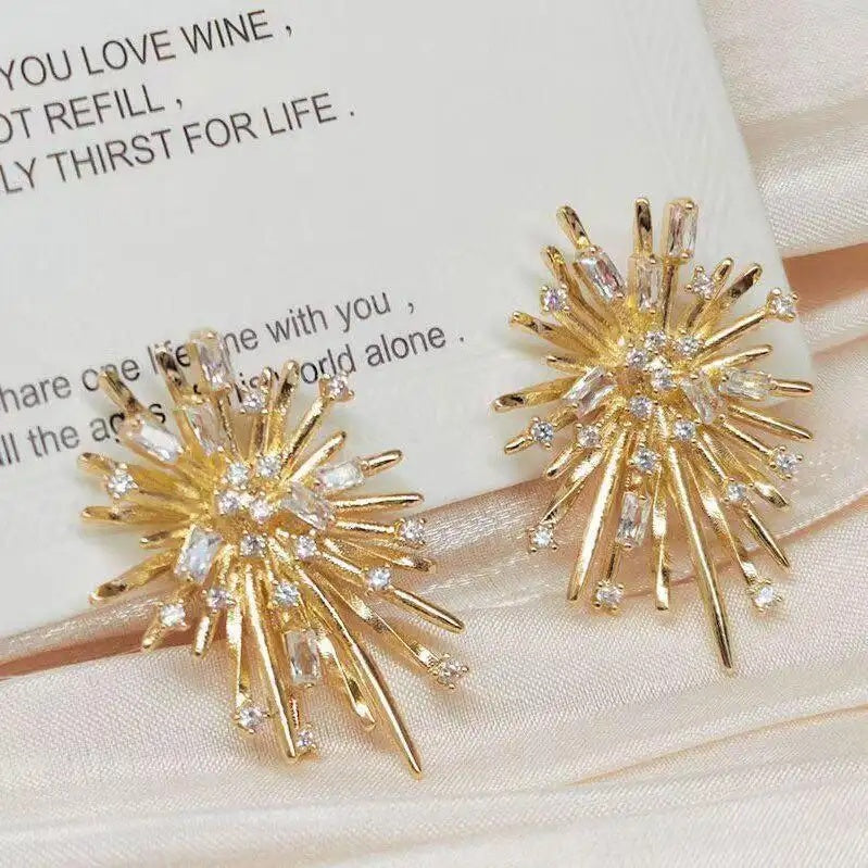 Korean Dongdaemun Crystal Firework Earrings