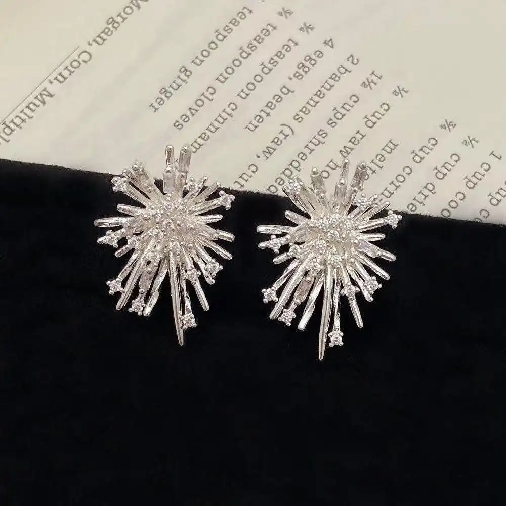 Korean Dongdaemun Crystal Firework Earrings