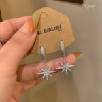 Korean Eight-Pointed Star Crystal 925 Earrings