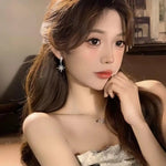 Korean Eight-Pointed Star Crystal 925 Earrings