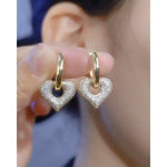 Korean Gold Crystal Heart Earrings