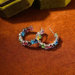 Korean Gorgeous Texture Colorful Crystal Hoop Earrings