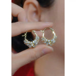 Korean Heart Crystal Pearl Earrings