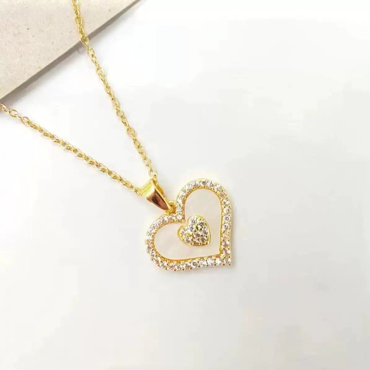 Korean Heart Minimalist Crystal Collar Necklace