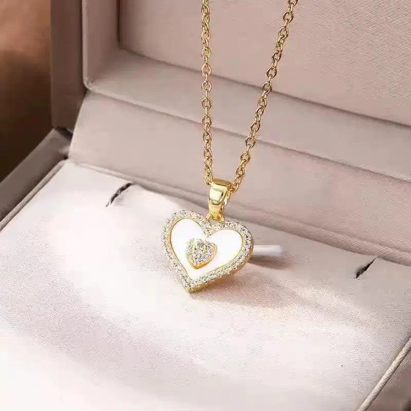 Korean Heart Minimalist Crystal Collar Necklace