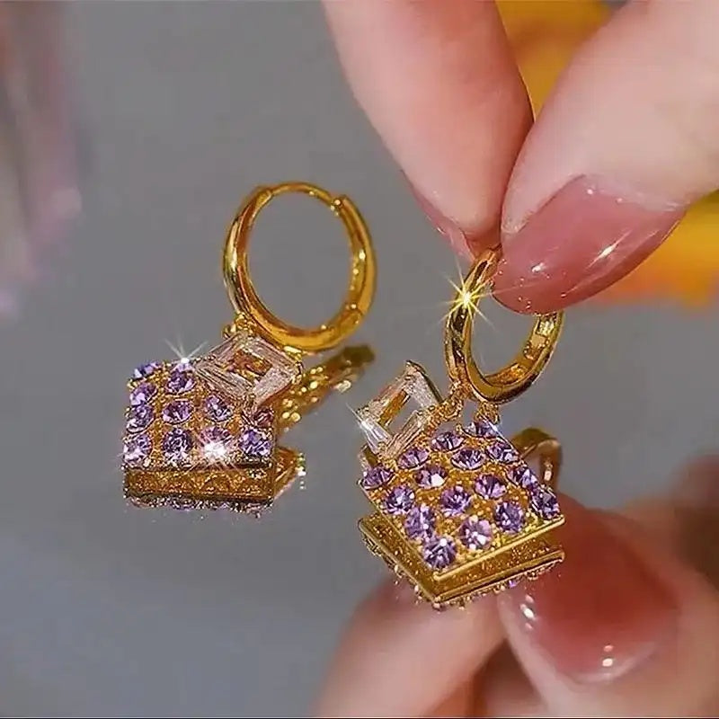Korean Heavy Craft Geometric Rhombus Ear Cuffs
