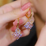 Korean Heavy Craft Geometric Rhombus Ear Cuffs