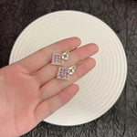 Korean Heavy Craft Geometric Rhombus Ear Cuffs