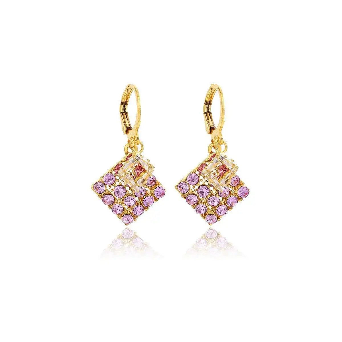 Korean Heavy Craft Geometric Rhombus Ear Cuffs