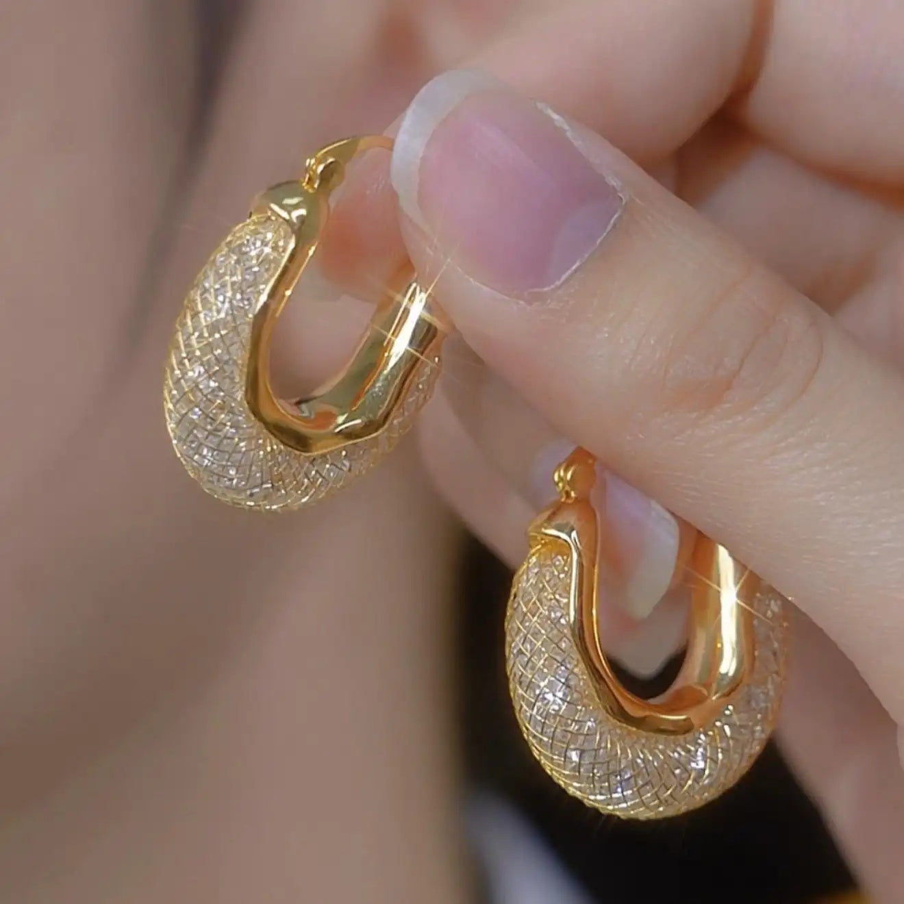 Korean Hollow Mesh Hoop Earrings