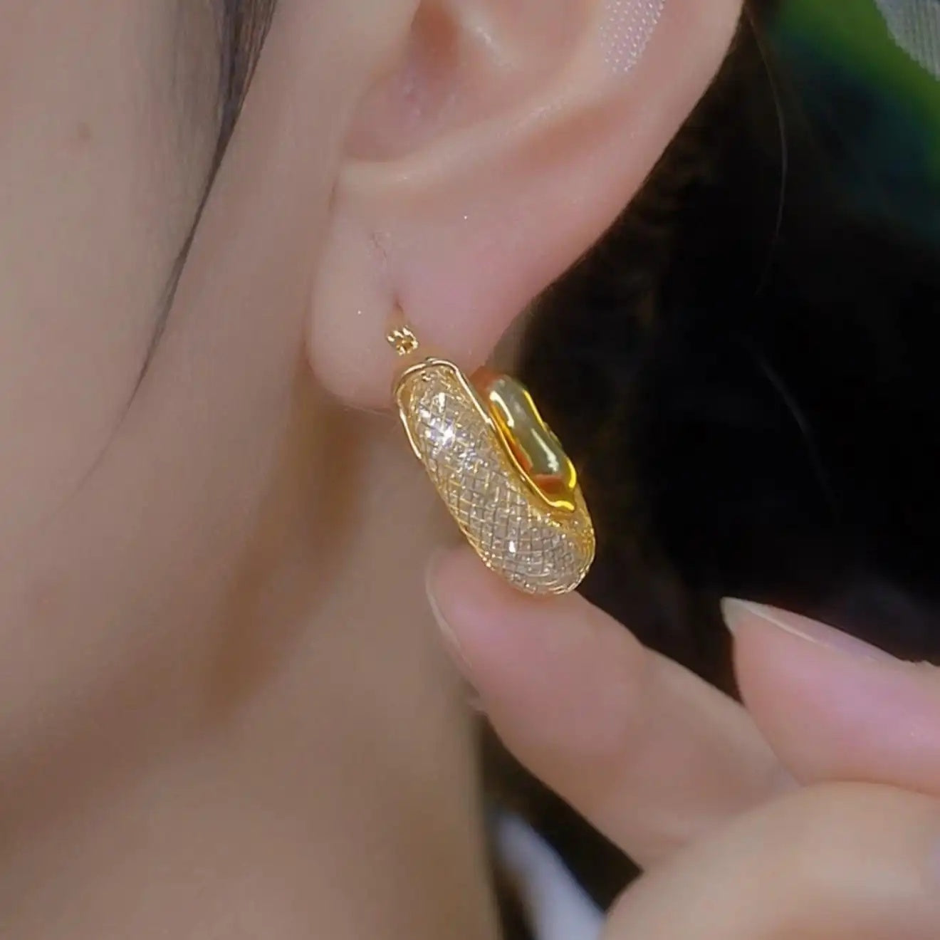 Korean Hollow Mesh Hoop Earrings