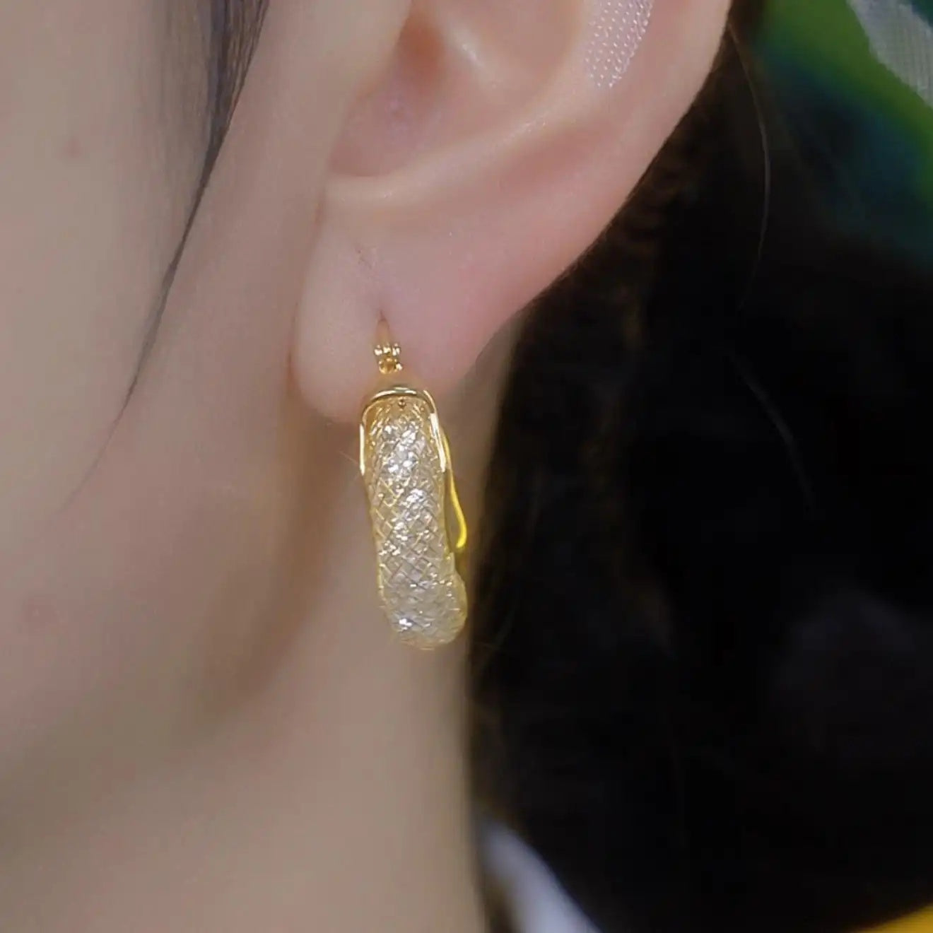 Korean Hollow Mesh Hoop Earrings