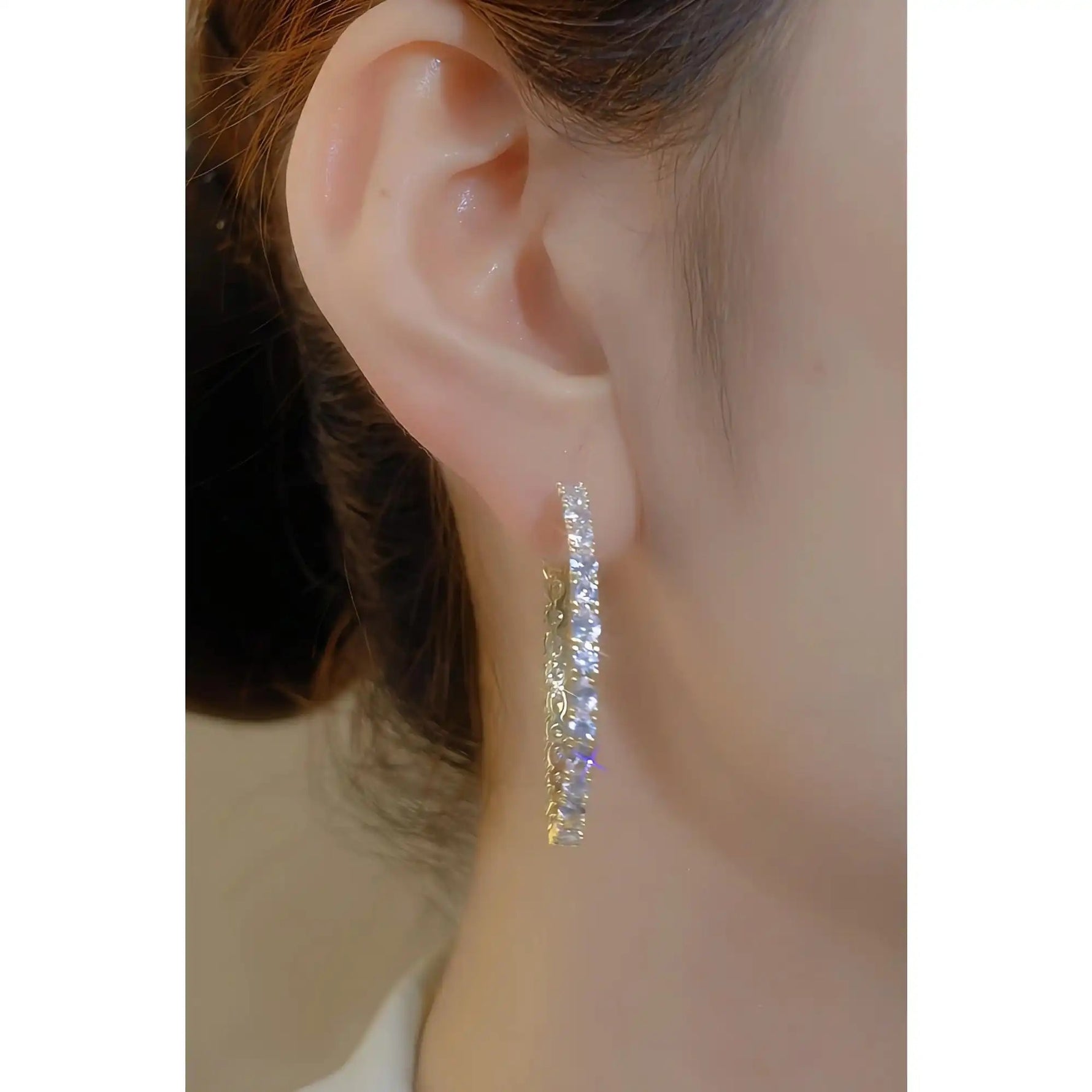Korean Large Exaggerated Crystal Circle Hoop Earrings