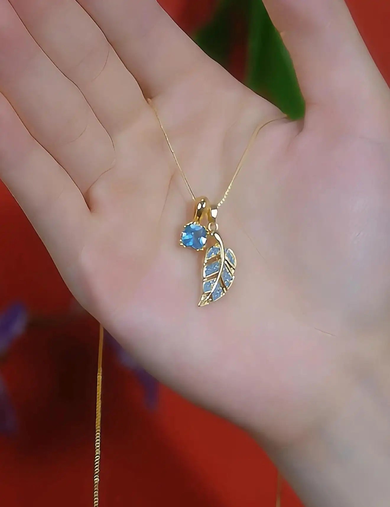 Korean Maple Tree Crystal Necklace