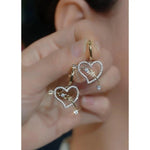 Korean Minimalist Heart Tassel Crystal Drop Earrings