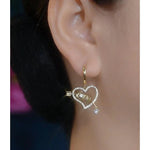 Korean Minimalist Heart Tassel Crystal Drop Earrings