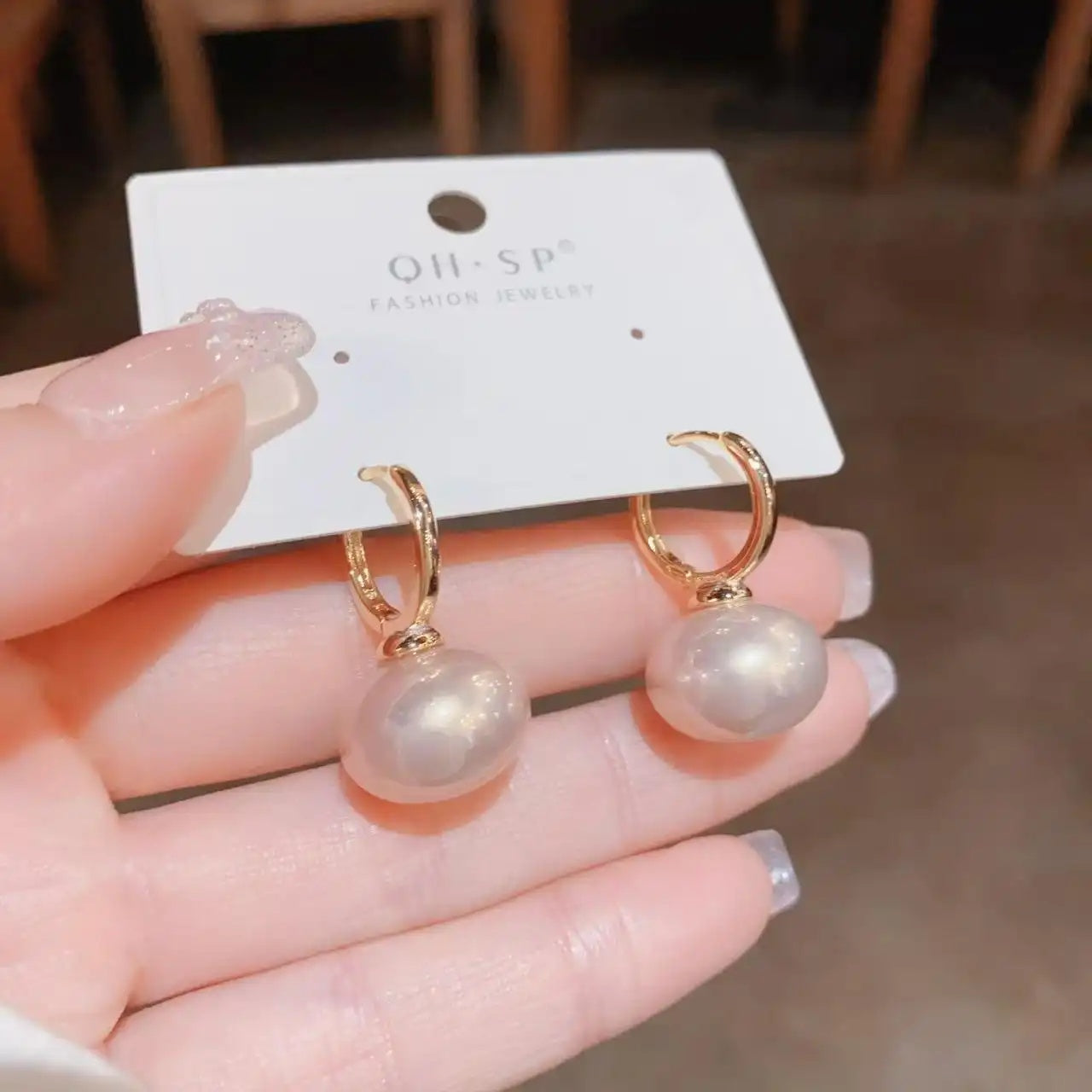 Korean Pearl Hoop Earrings
