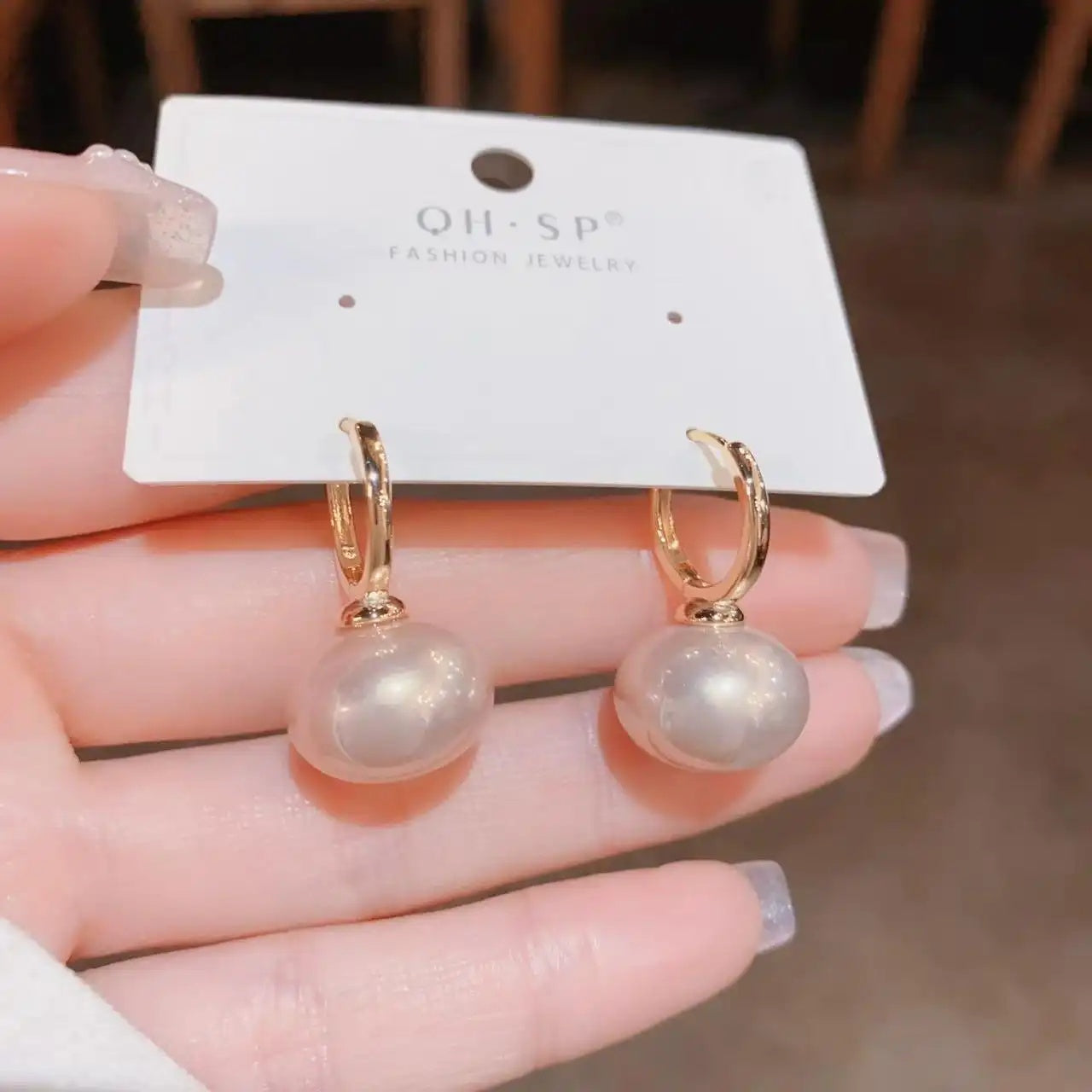 Korean Pearl Hoop Earrings