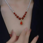 Korean Red Durian Pendant Necklace