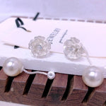 Korean Retro French Beaded Camellia Earrings