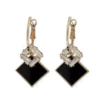Korean Rhombus Black Retro Earrings