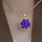Korean Rose Flower Long Necklace