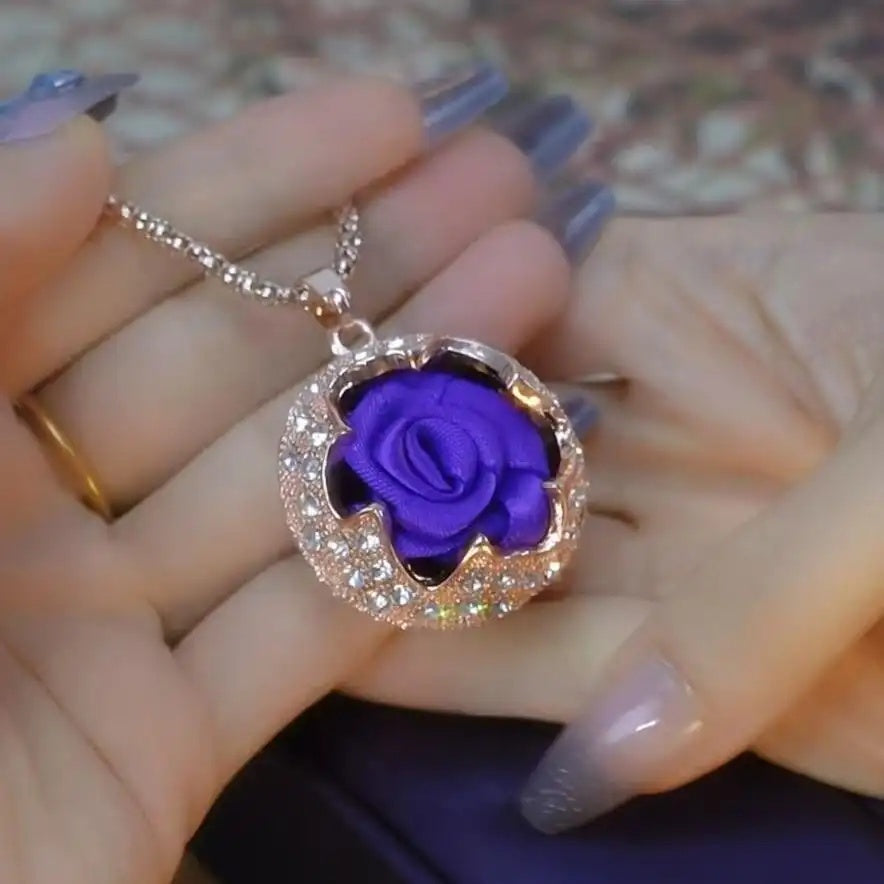 Korean Rose Flower Long Necklace