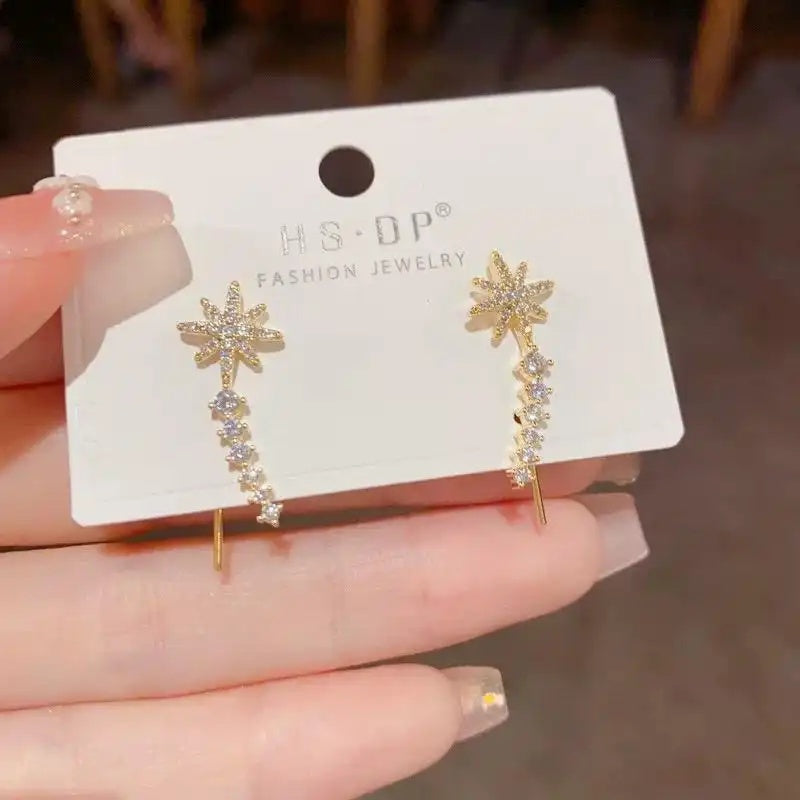 Korean Starburst Crystal Ear Cuffs