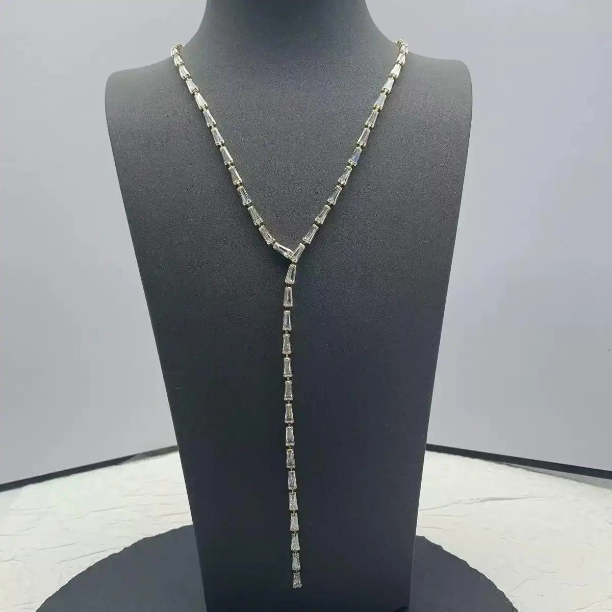 Korean Tassel Geometric Color Crystal Necklace