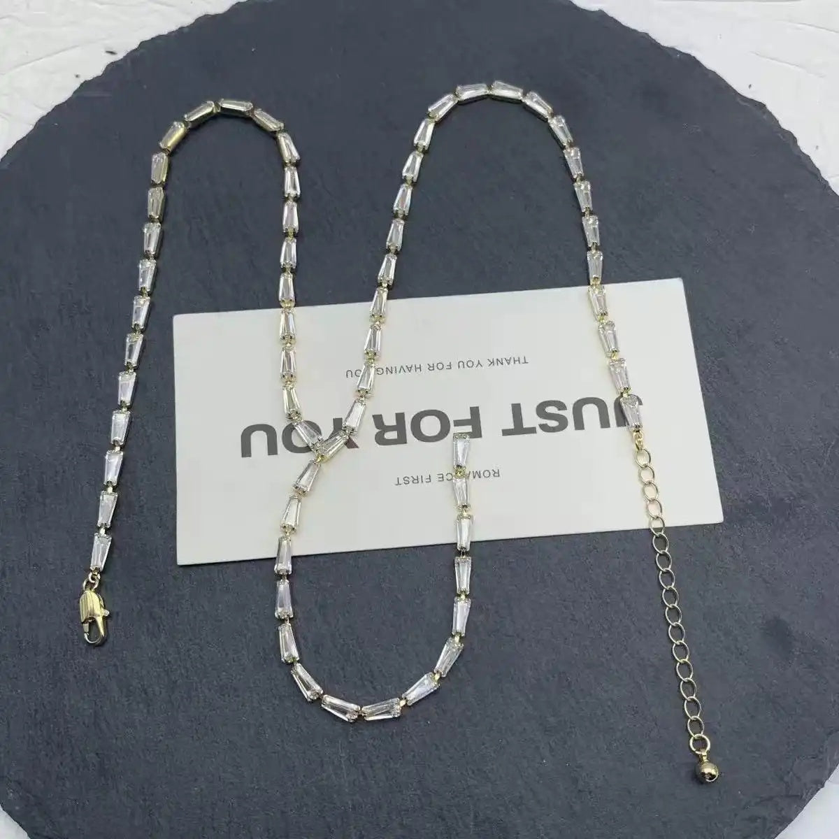 Korean Tassel Geometric Color Crystal Necklace