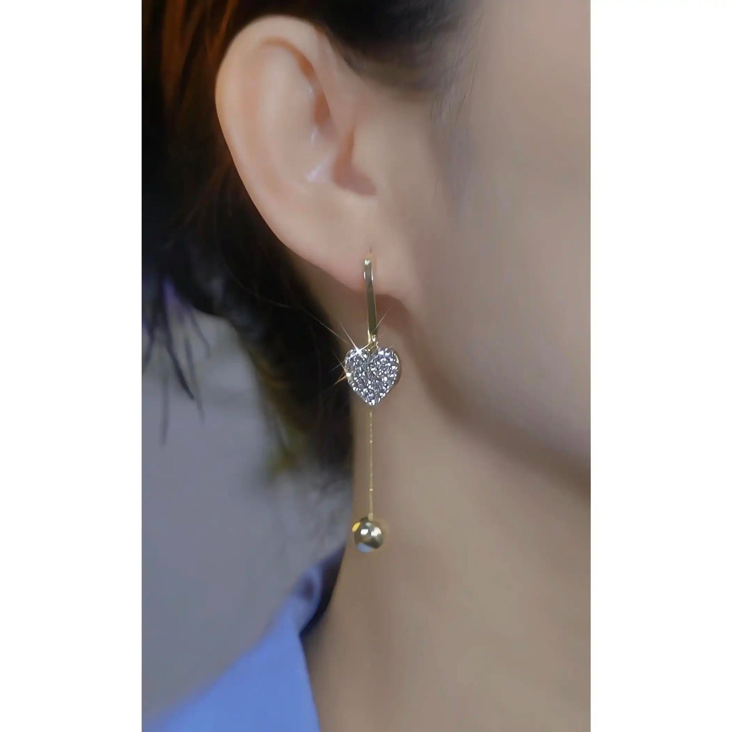 Korean Ultra- Crystal Heart Earrings
