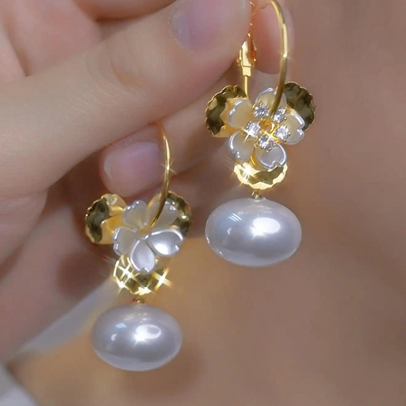 Korean Version Long Petal Drop Earrings