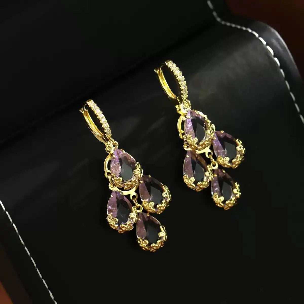Lace and Diamond Accents Drop Earrings