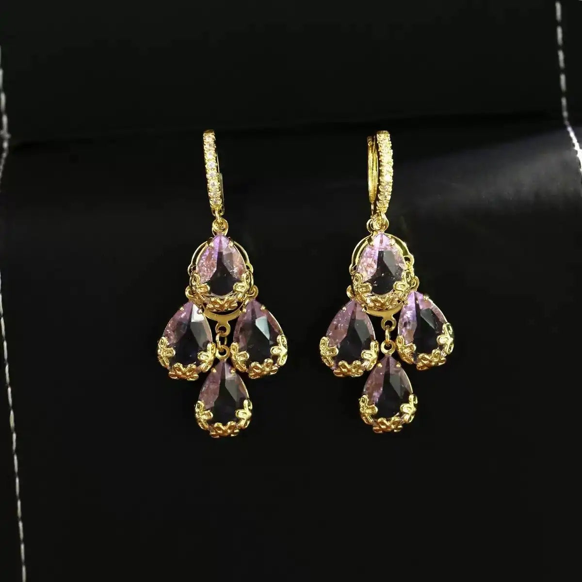Lace and Diamond Accents Drop Earrings